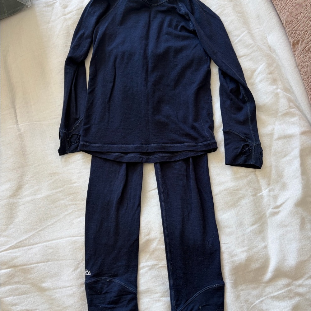 Kids Long Sleeve Thermal Pajama Set in Navy